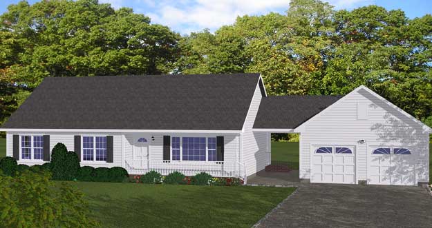 Plan #411-01 - 3 Bedroom,  1 Bath, 1366/Sqft Ranch