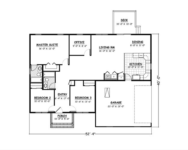 Free Home Plans - New Line Home Design Plan #416-01 - 3 Bedroom, 2 Bath ...