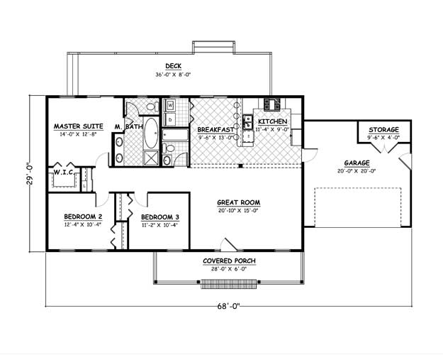 Free Home Plans - New Line Home Design Plan #445-01 - 3 Bedroom, 2 Bath ...