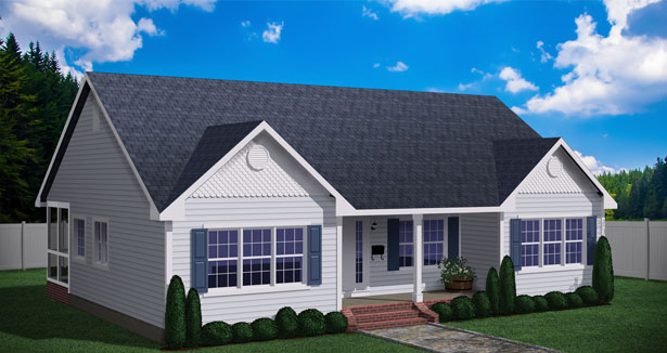 Plan #448-01 - 3 Bedroom,  2 Bath, 1438/Sqft Traditional