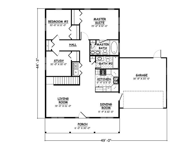 Free Home Plans - New Line Home Design Plan #452-02 - 4 Bedroom, 3 Bath ...