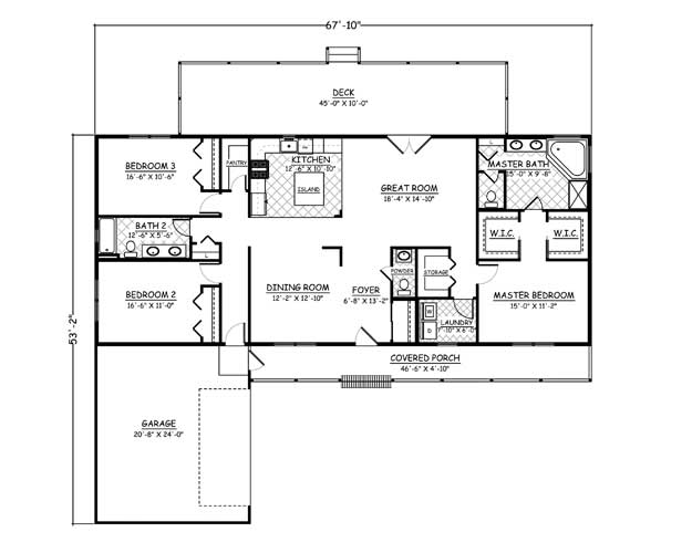 Free Home Plans - New Line Home Design Plan #510-01 - 3 Bedroom, 2.5 ...