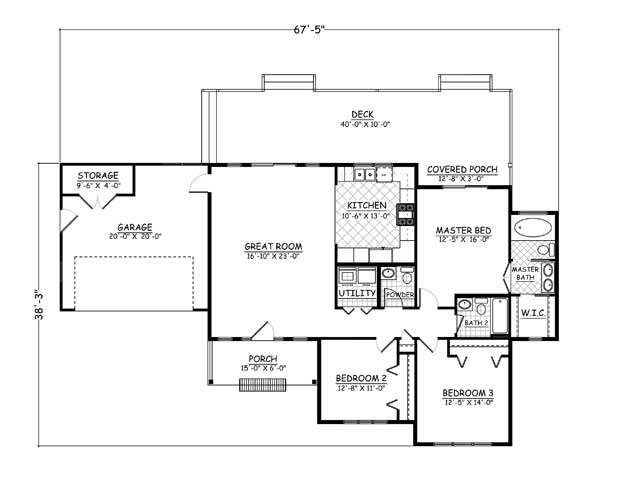 Free Home Plans - New Line Home Design Plan # 805 - 3 Bedroom, 2.5 Bath Sns-Brigh10