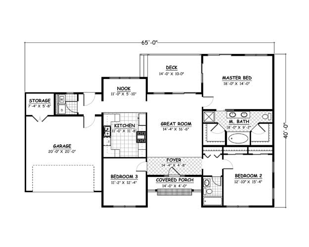 Free Home Plans - New Line Home Design Plan # 872 - 3 Bedroom, 2 Bath ...