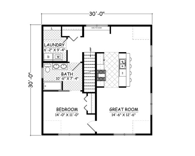 Free Home Plans - New Line Home Design Plan # 945 - 1 Bedroom, 1 Bath ...