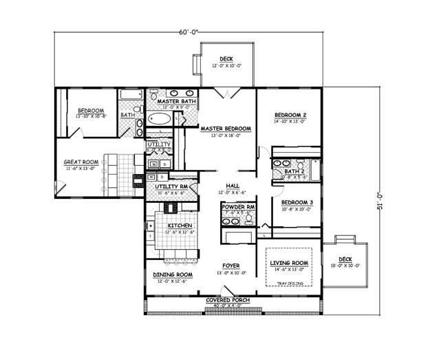 Free Home Plans - New Line Home Design Plan # 972 - 4 Bedroom, 3.5 Bath ...